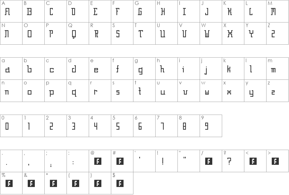 ABSOLUTION font character map preview