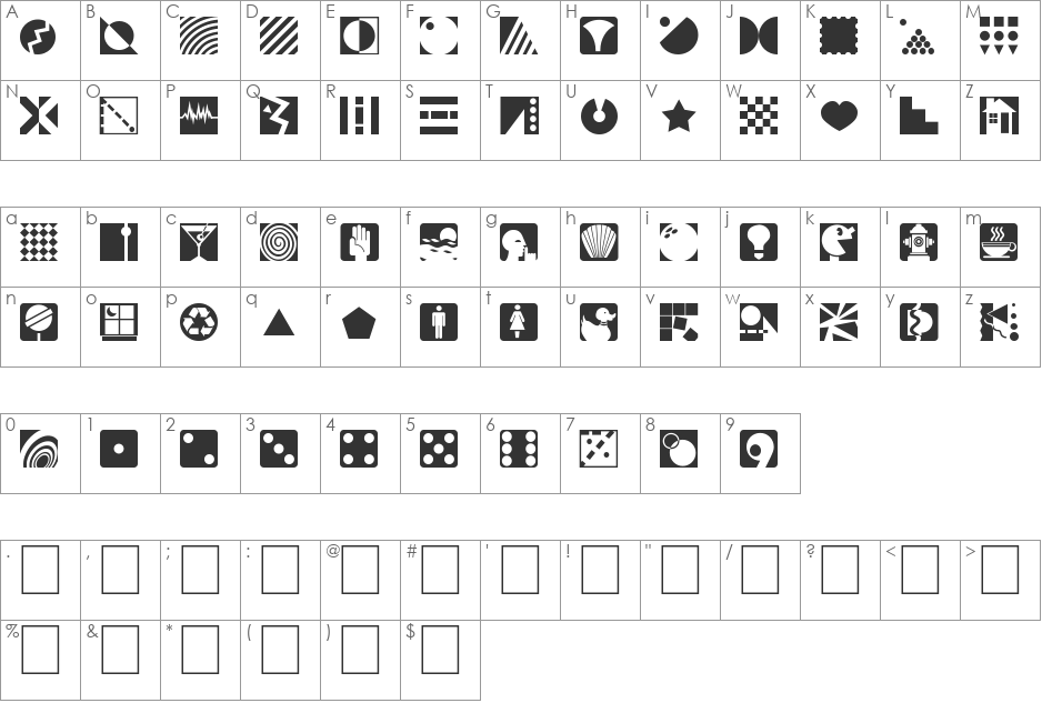 GeoType font character map preview