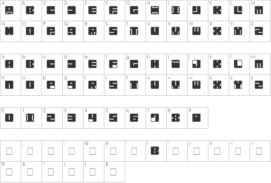 Geotype TT font character map preview