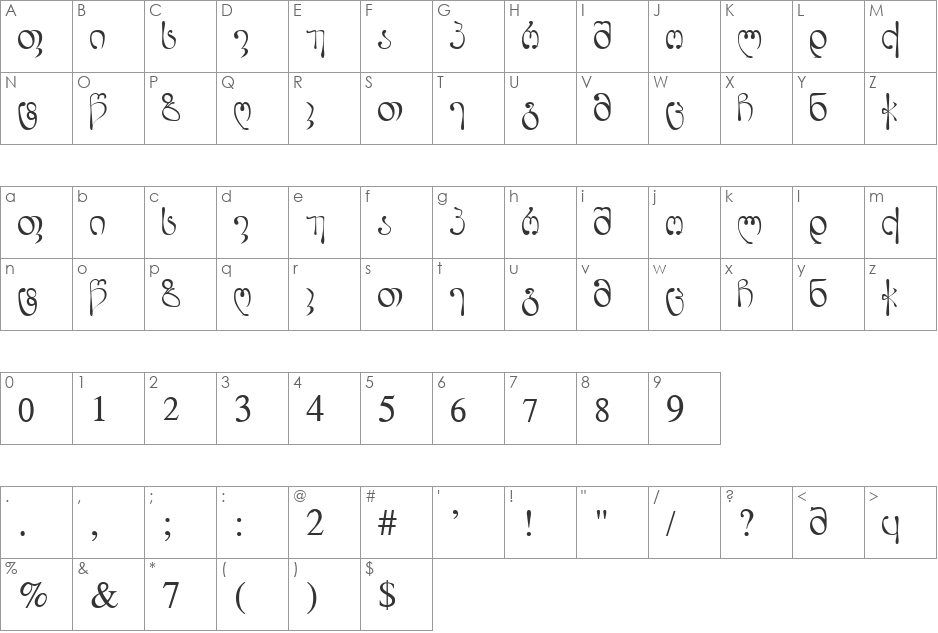 Geo_Lort font character map preview
