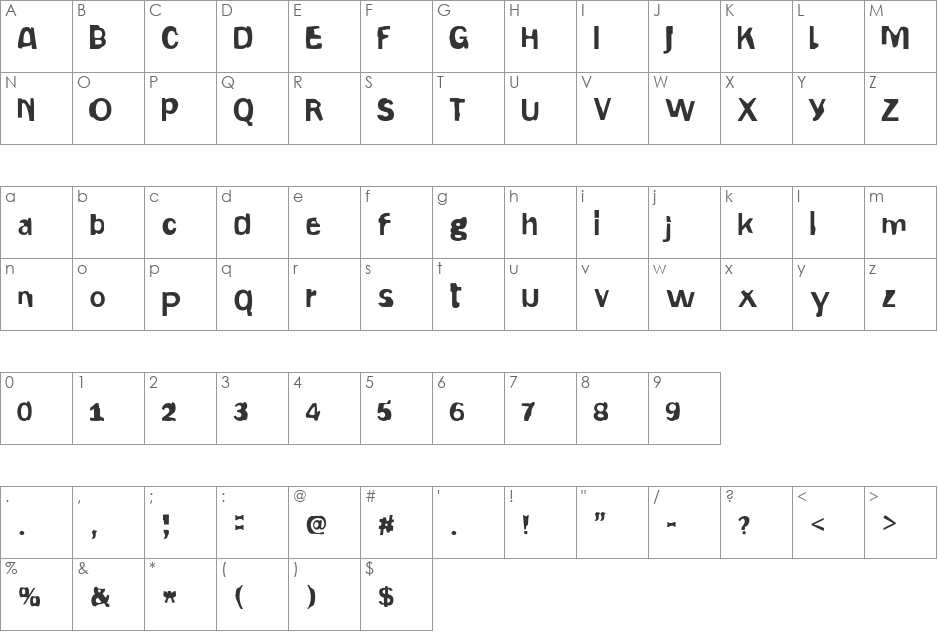 Gepetto font character map preview