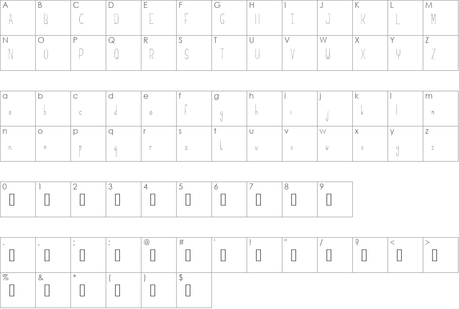 Geraldine font character map preview