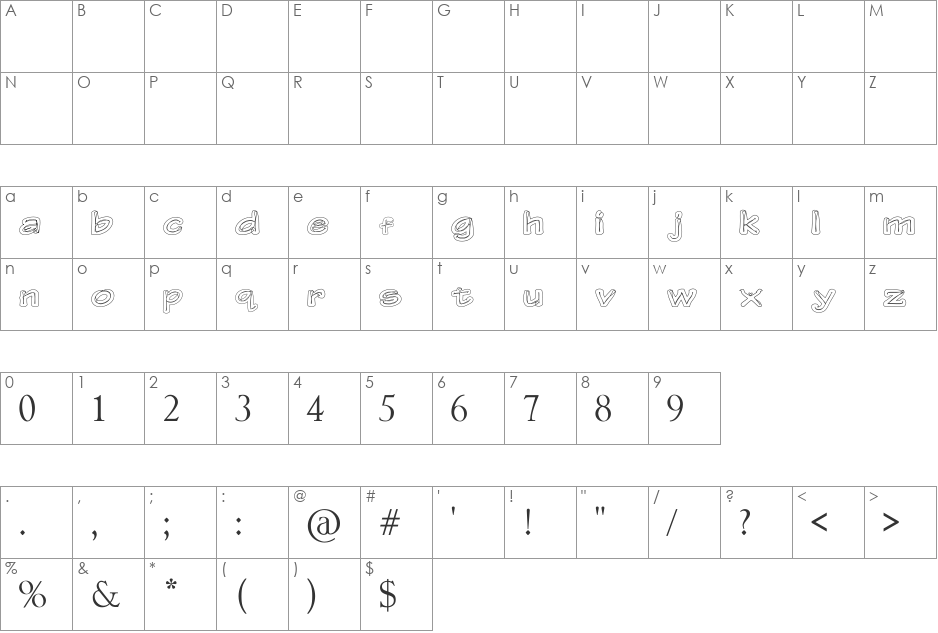 Gerbera Personal Use Only font character map preview