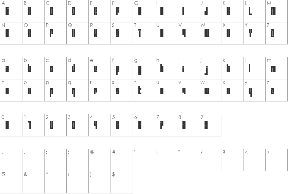 Gerd font character map preview