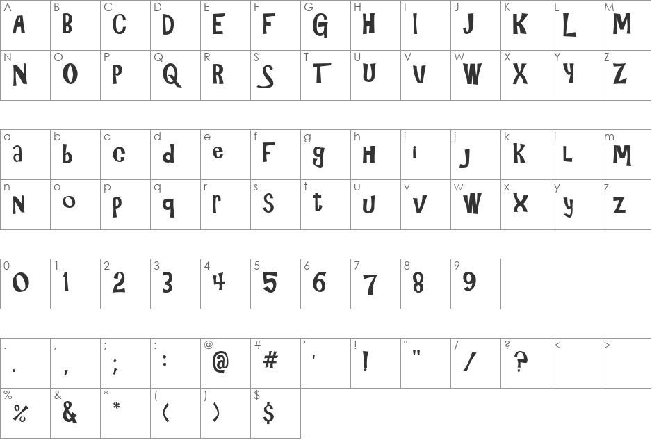 Geremy font character map preview