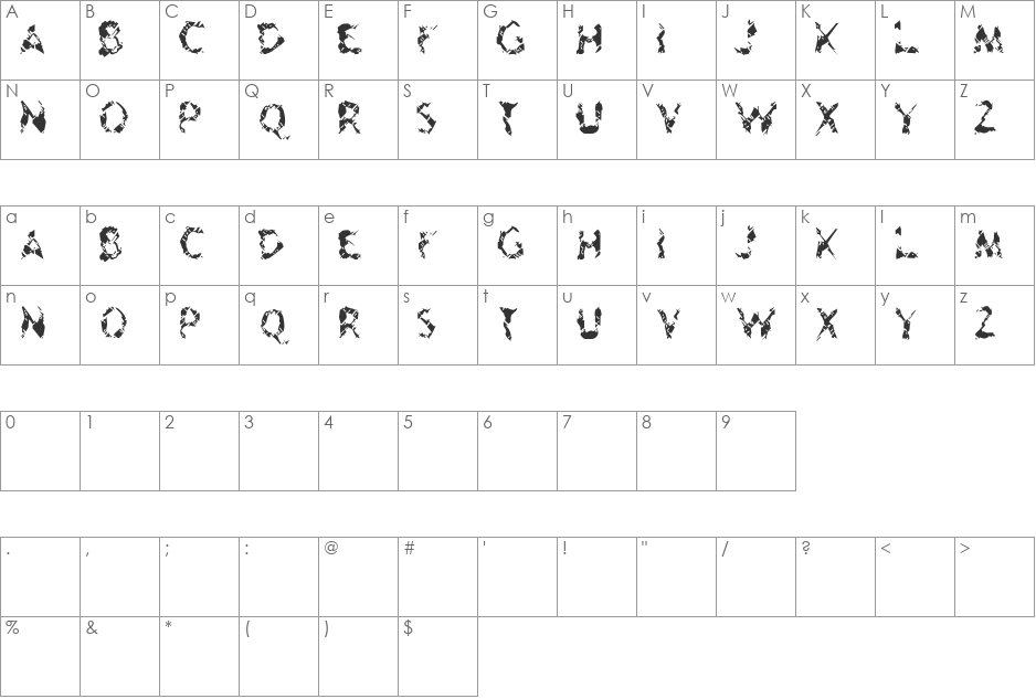 Geriatric font character map preview