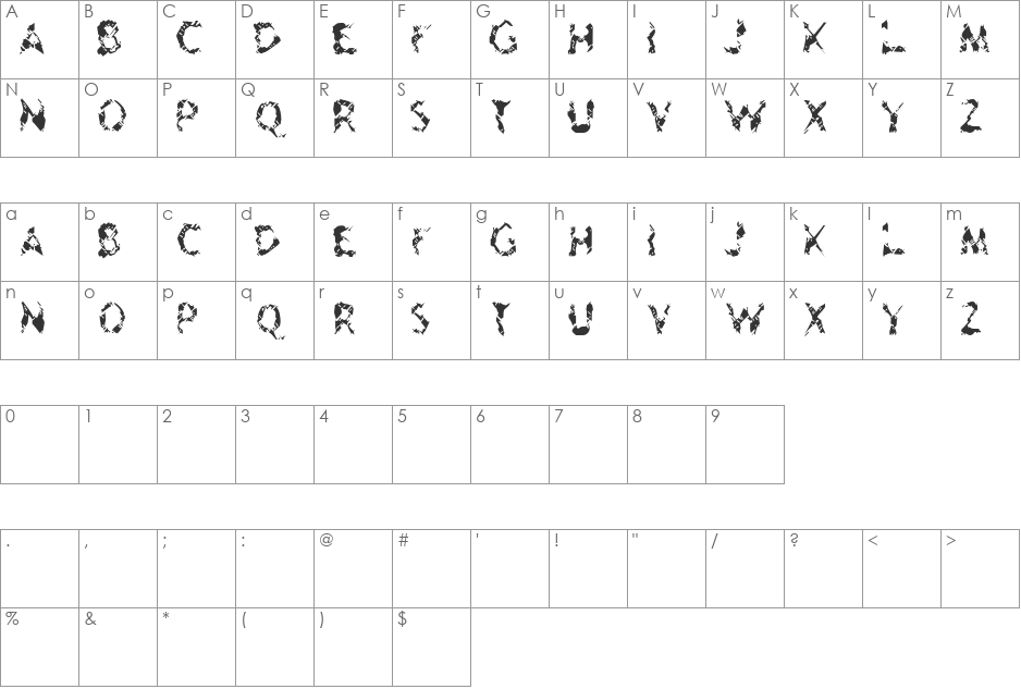 Geriatric font character map preview