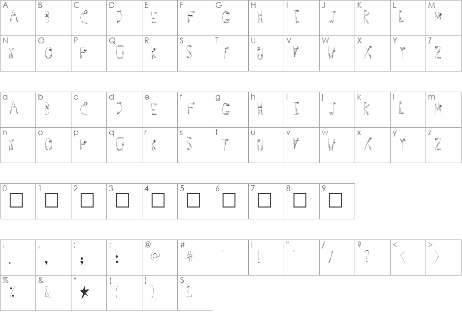 Germs font character map preview
