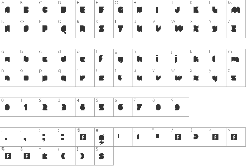 Gerobak font character map preview