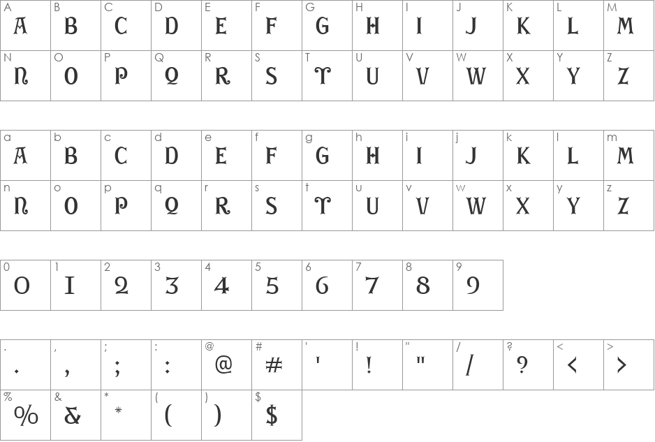 GEronto font character map preview