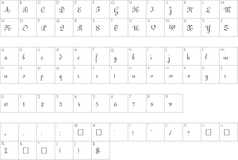 GesseleScript font character map preview
