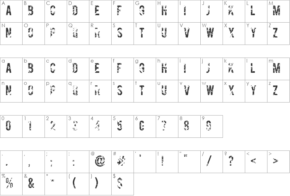Gesso font character map preview