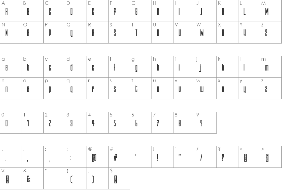 Gestalt font character map preview