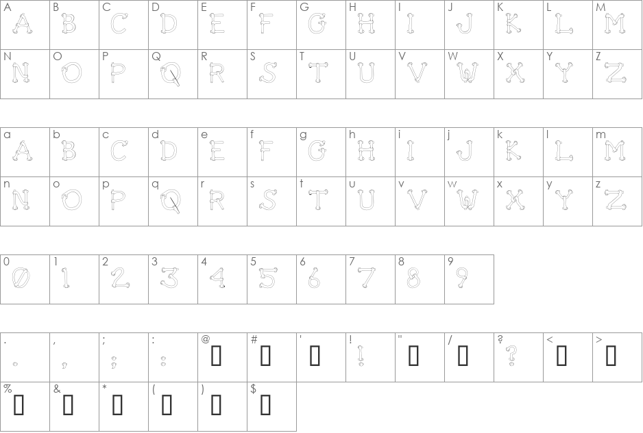 Get A Grip font character map preview
