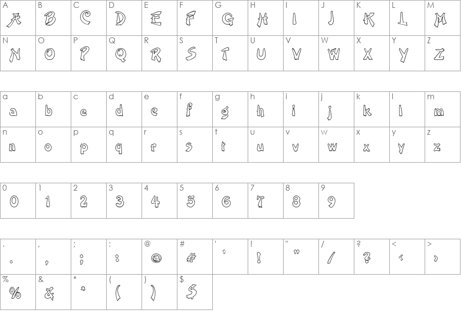 Get Out font character map preview