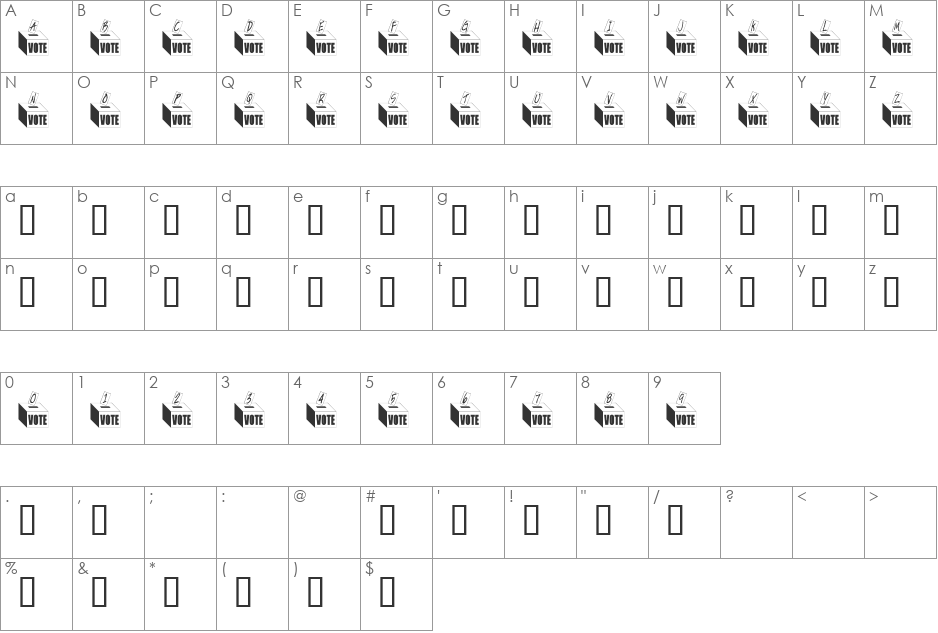Get Out The Vote font character map preview