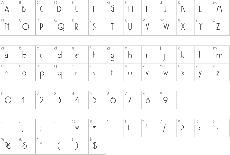 GetburgDB font character map preview
