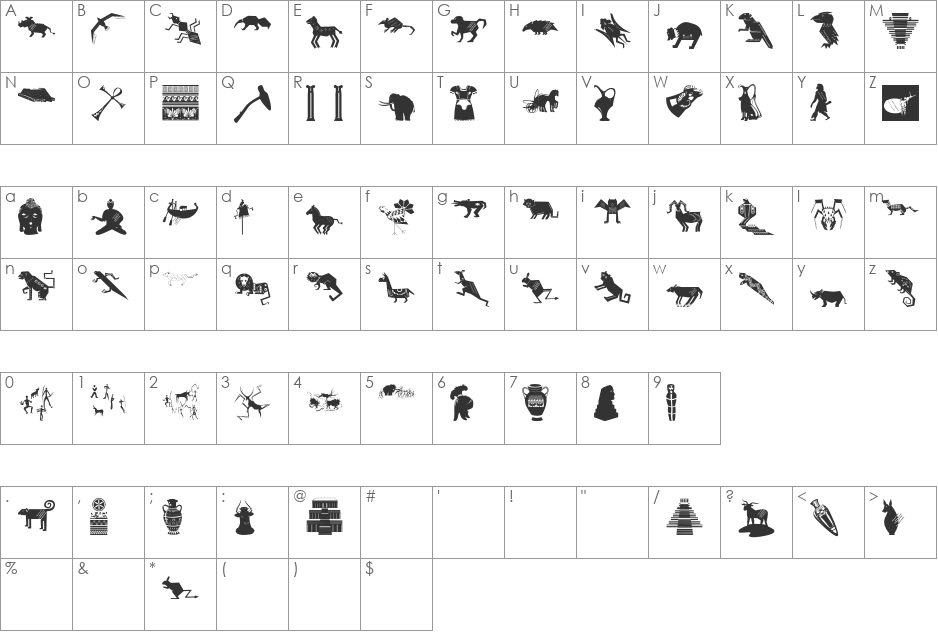 Getier font character map preview