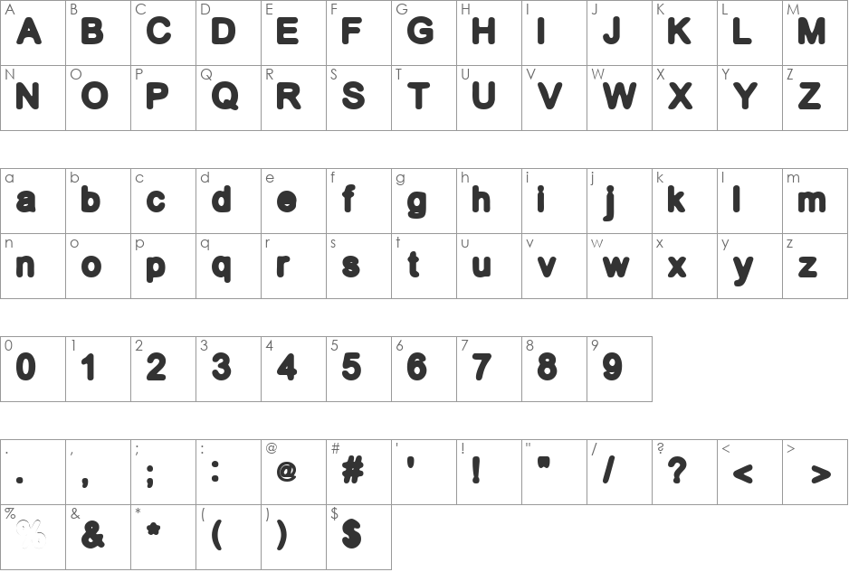 GF Becker font character map preview