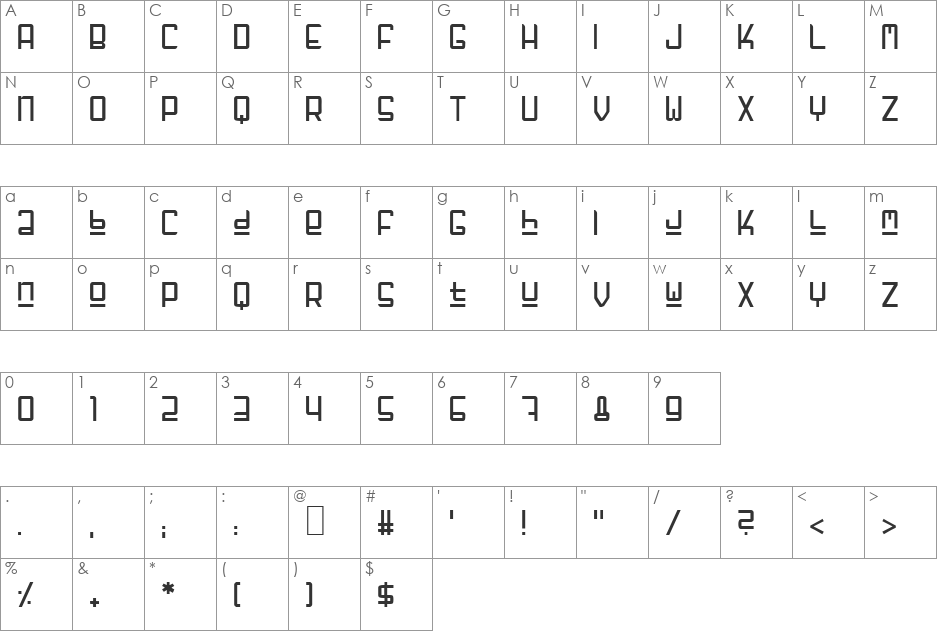 GF Fuffiger font character map preview
