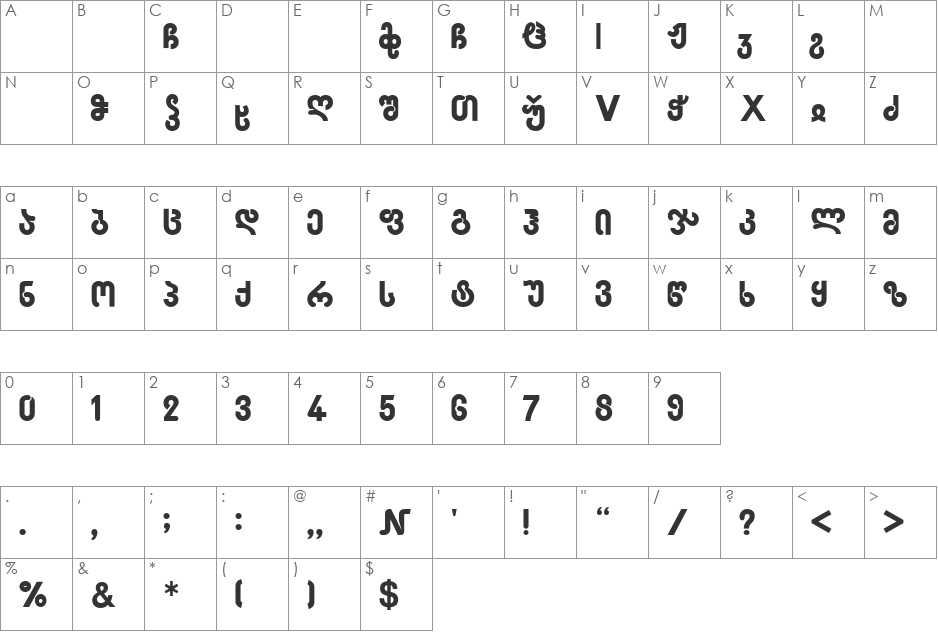 GF Satellite 6 Mt font character map preview