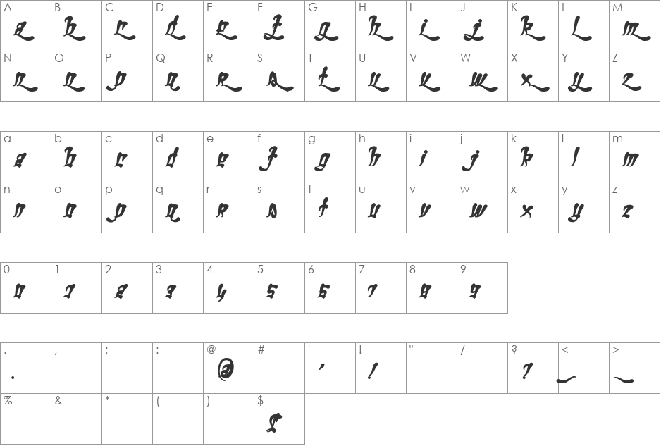 Ghetto Fabulous font character map preview