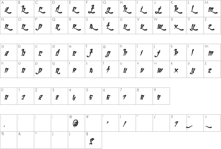 Ghetto Fabulous Bold font character map preview