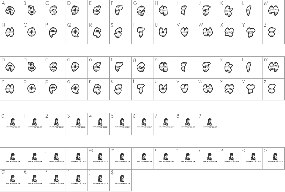 Ghetto Master font character map preview