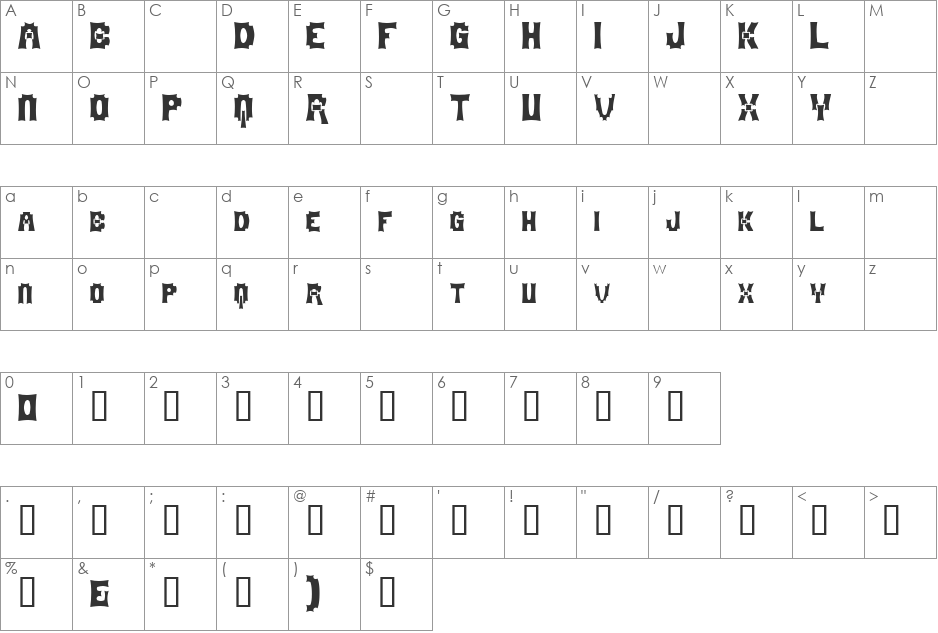 Ghomout font character map preview