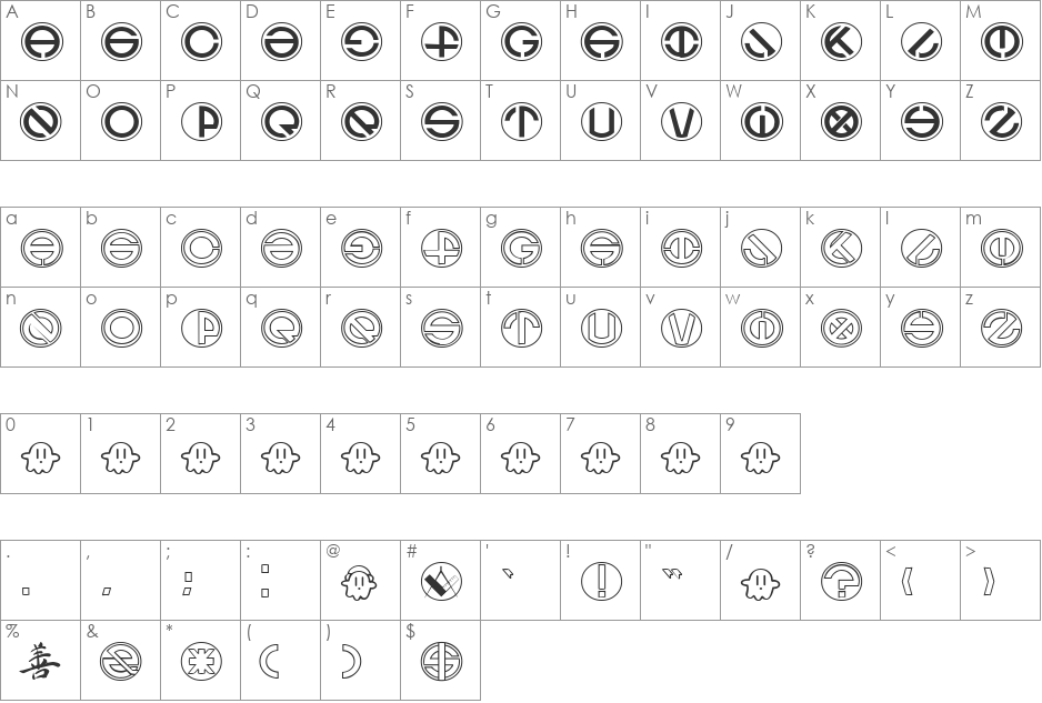 Ghost font character map preview