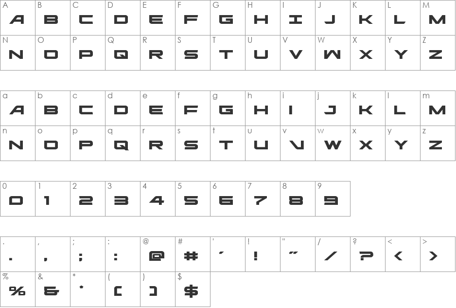 Ghost Clan Expanded font character map preview