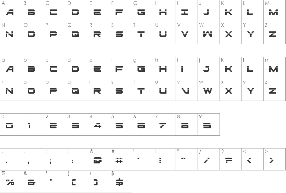 Ghost Clan Laser font character map preview