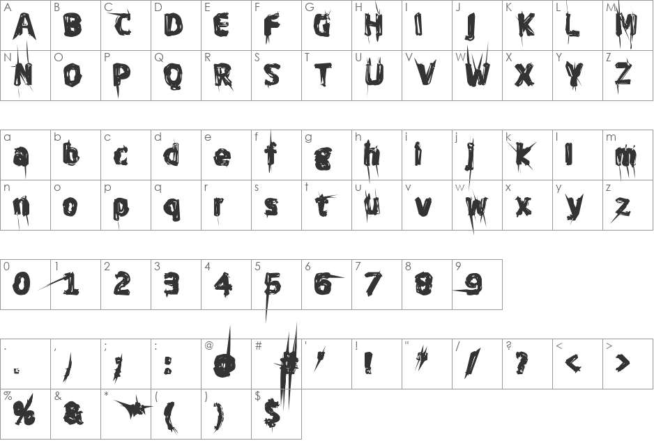 Ghost Everywhere font character map preview