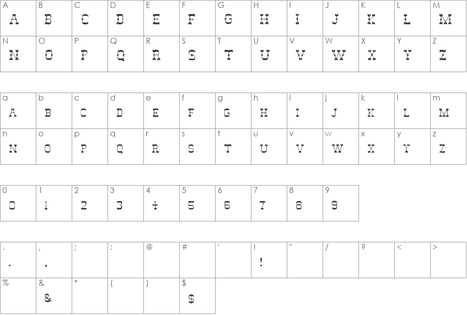 Ghost Of The Wild West font character map preview