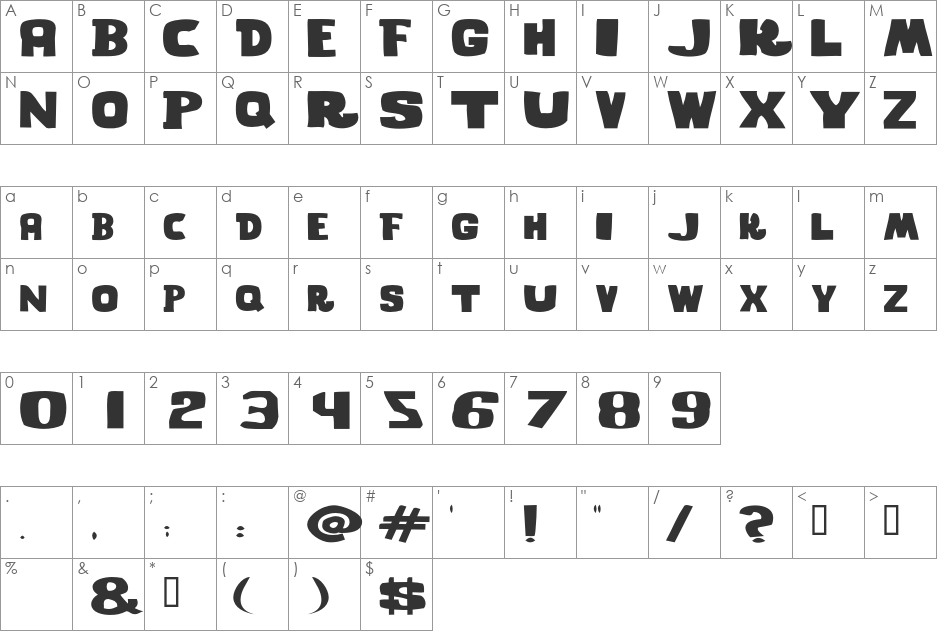 GHOST WORDS font character map preview
