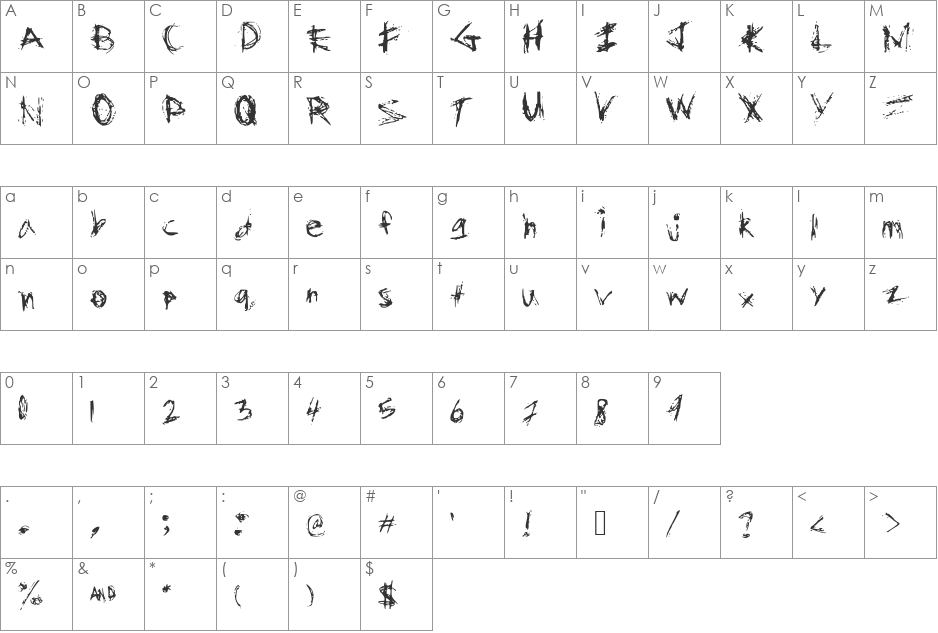 GhostChase font character map preview