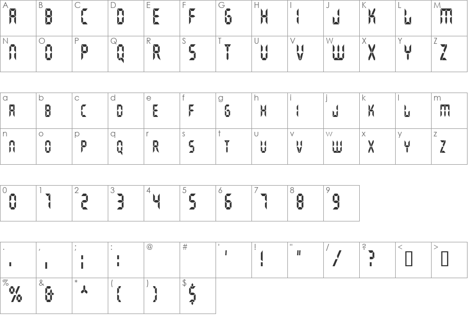 GhostMachineCondensed font character map preview