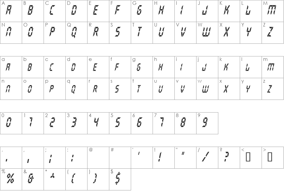 GhostMachineCondensed font character map preview