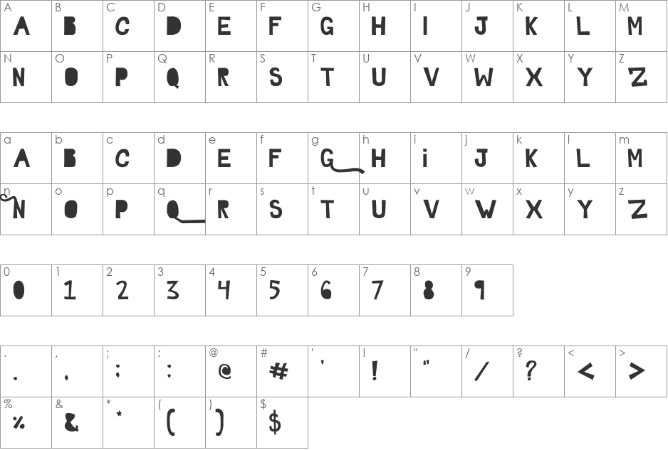 GhostTown font character map preview