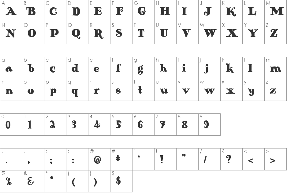 Antique No 14 font character map preview