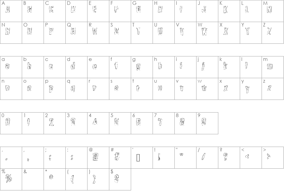 ghost_wire_lakhey font character map preview