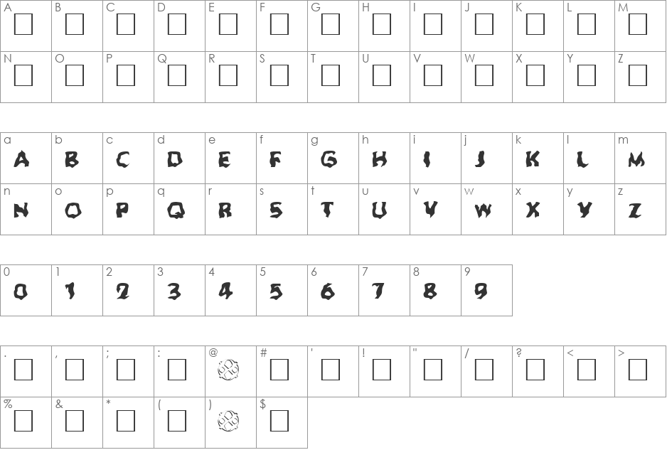 Ghoul font character map preview