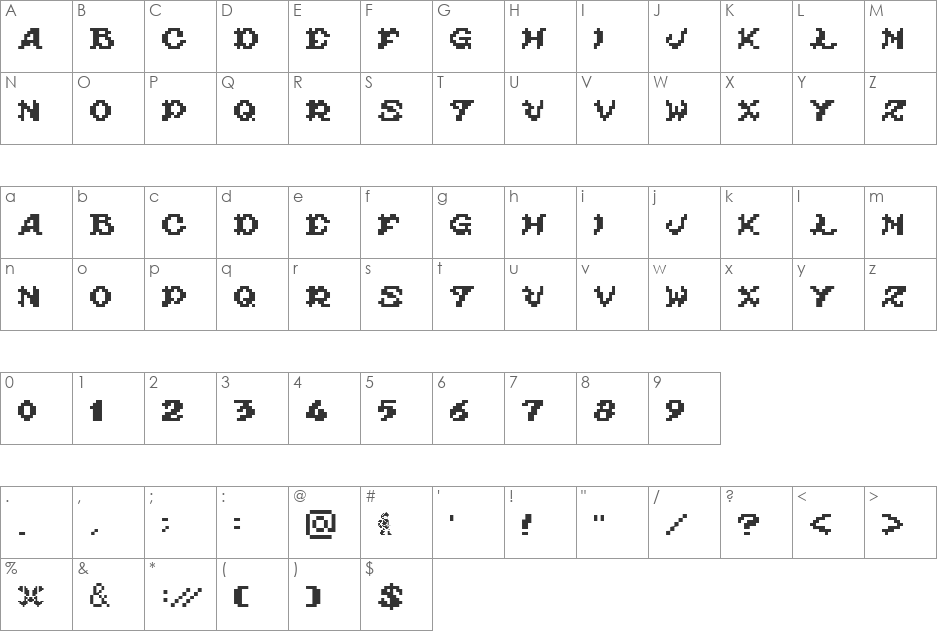 ghouls ghosts and goblins font character map preview