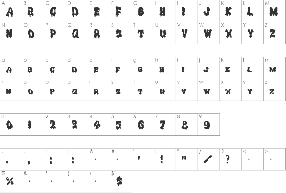 Ghouly Solid font character map preview