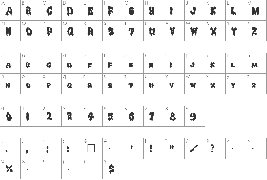 GhoulySolid font character map preview