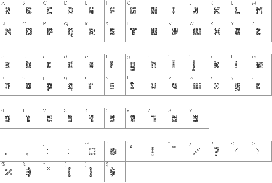 Antique Paleoindonesia font character map preview