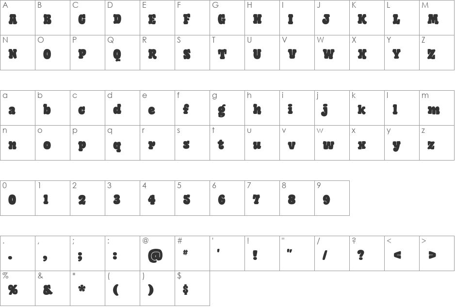 Giant Head Two font character map preview