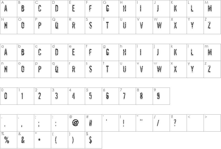 Giant Tigers font character map preview