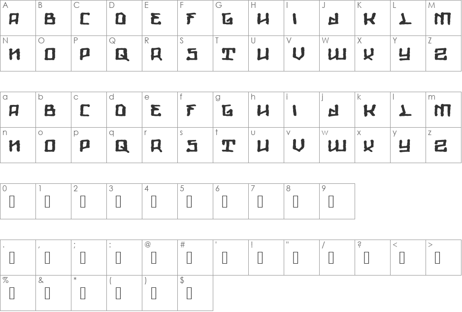 Giants font character map preview