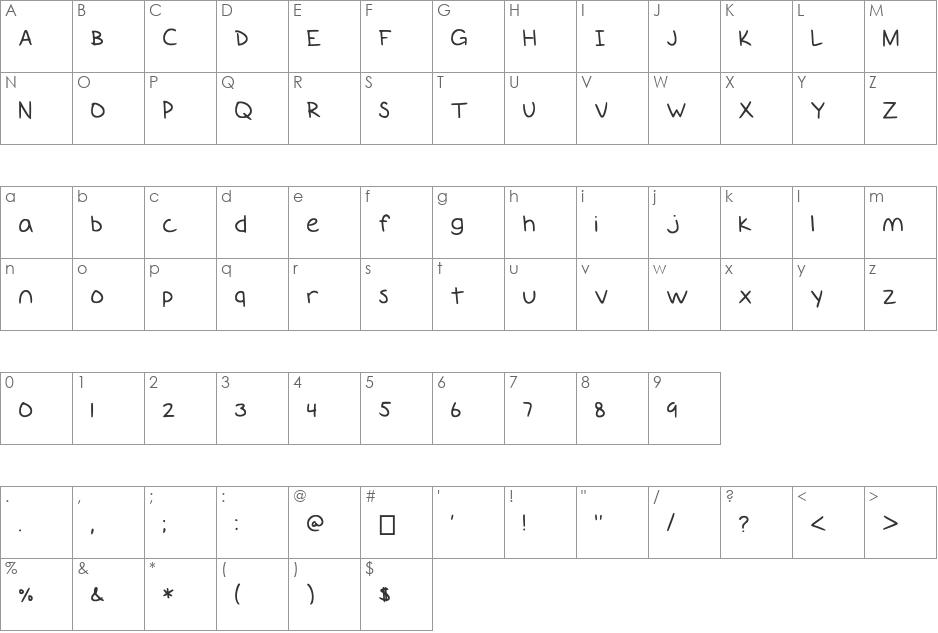 GiantsTeeth font character map preview